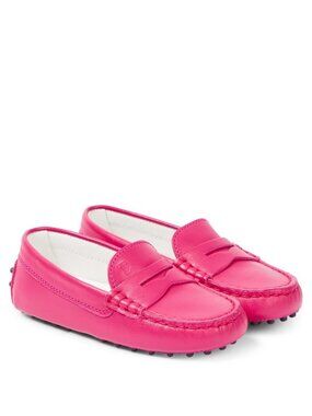 Tod's Junior Girls Fuchsia Pink Leather Gommino Driving Loafers Moccasins EU 31